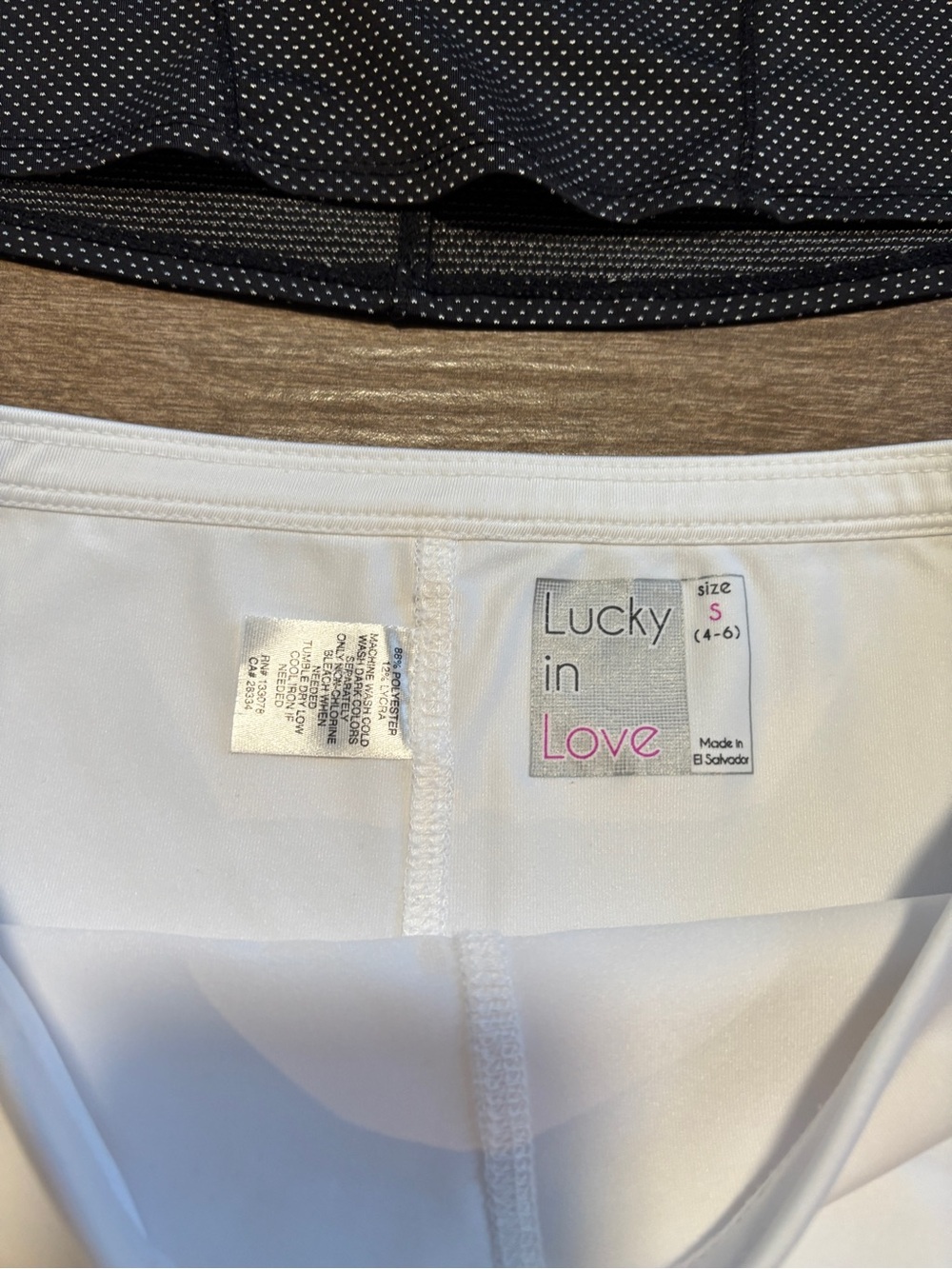 Lucky in Love White Sz S Activewear Set RUFFLED Bottom & Polka Dot Tank Tennis - Picture 4 of 10